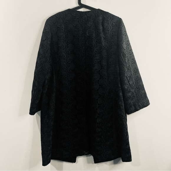 TALBOTS Sz 12 P Brocade Venice Lace Paisley Pattern Knee Length Overcoat Jacket - Picture 12 of 13